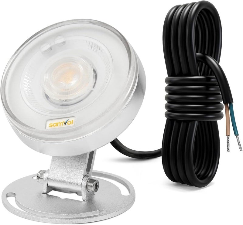 Samvol LED Underwater Pond Light, Heavy Duty Aluminum 12V 3000K Warm White IP68 Waterproof Fountain Light, Landscape Lamp for Swimming Pool, Fountain, Waterfall, Pond and Grass Land (6, Watts) - Image 1